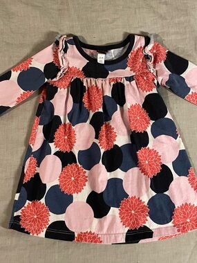 Toddler Floral Dot Long-Sleeve Dress in Pink and Navy